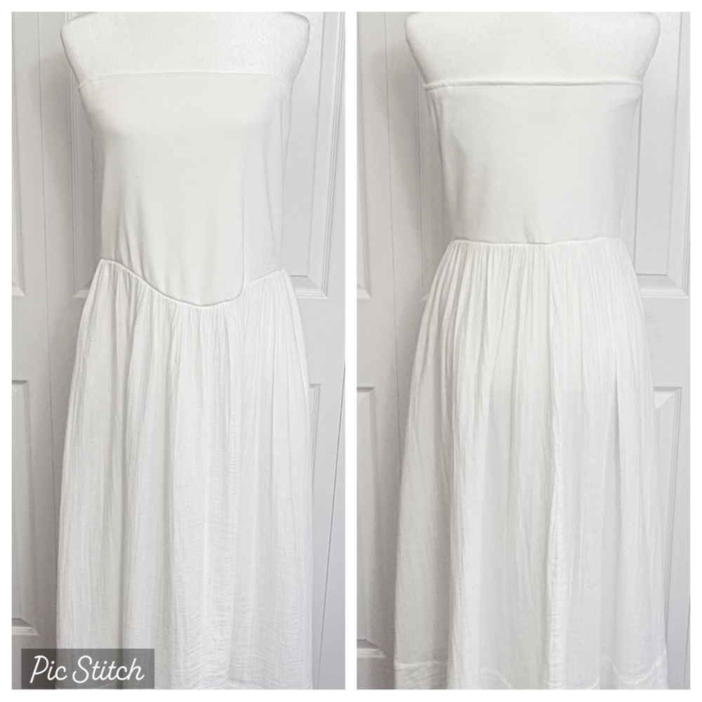 NWT Gap Off White Strapless Cotton Gauze Basque Waist Midi Dress XXL
